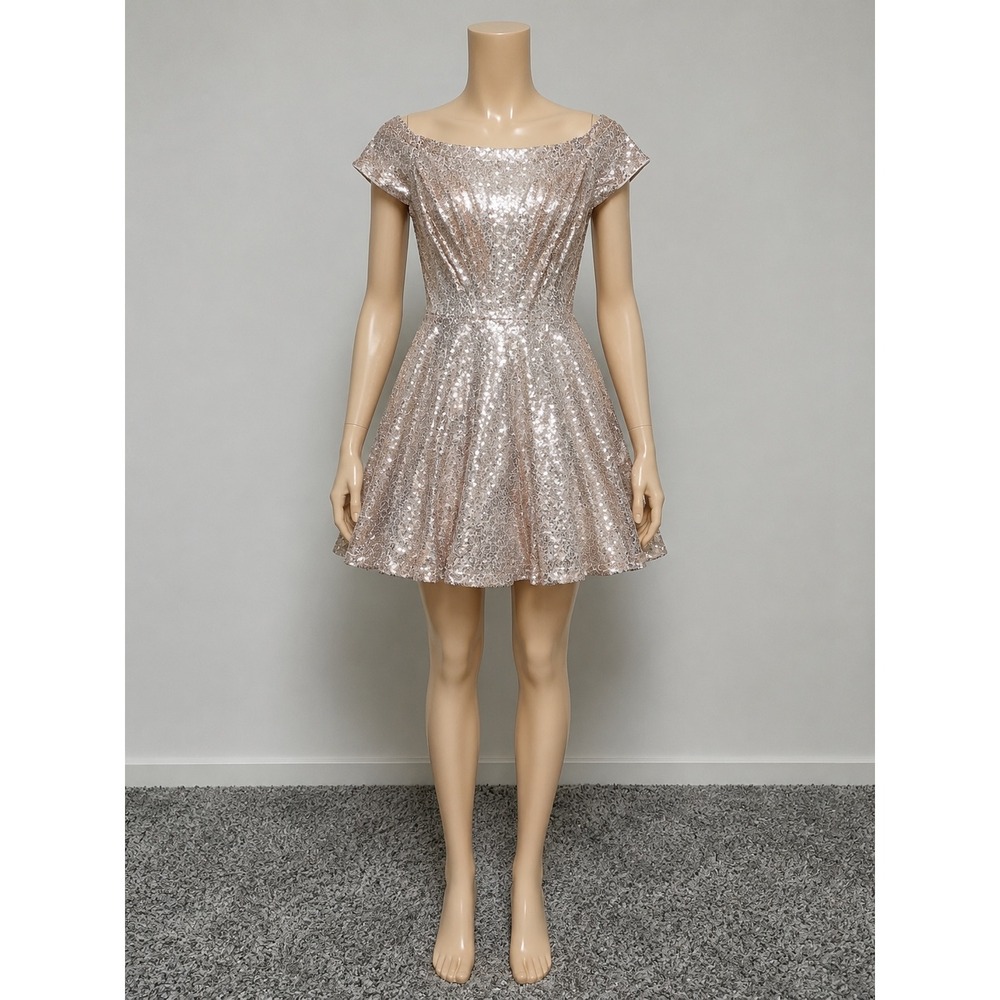 Grace Karin Girls Rose Gold Sequin Off Shoulder Party Dress XL‎ Champagne Pink